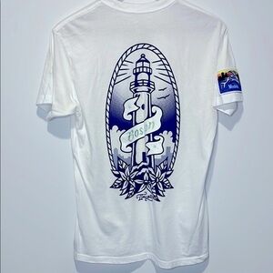 White Modela Graphic Tee with Boston Lighthouse Design